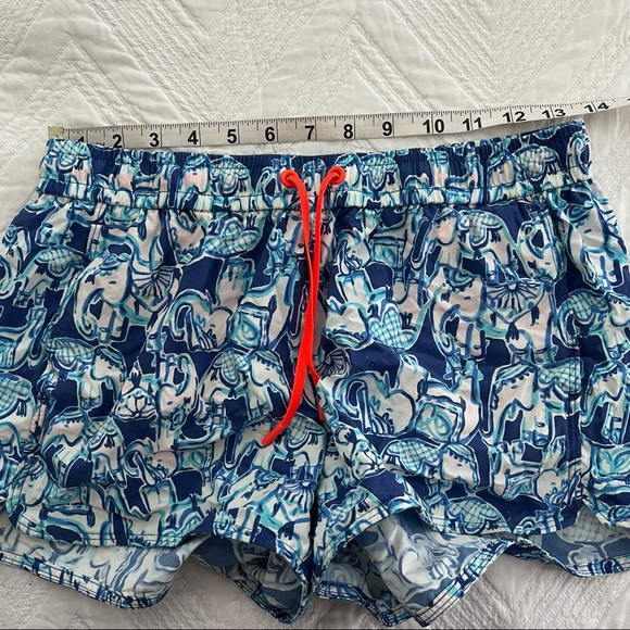 Lilly Pulitzer Run Around Luxletic Short Bomber Blue Get Trunky Elephant Swim S - Picture 5 of 7